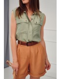 Pantaloni scurti de dama cu curea, caramel MP47361 - Magazin online - Boutique